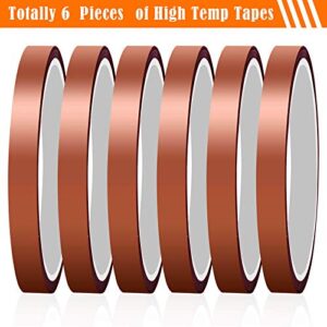 selizo Heat Tape for Heat Press, 6 Packs Heat Transfer Tape Heat Resistant High Temperature Tape for Sublimation on Coffee Mugs, HTV Craft on T-Shirt Fabrics