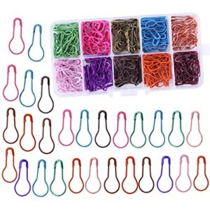 300 pieces safety bulb pins,10 colors calabash crochet stitch markers, metal safety pins for knitting and diy project with storage box