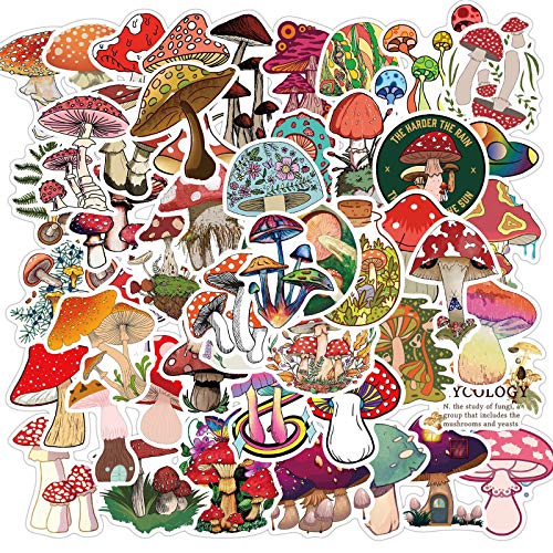 Colorful Ins Style Mushroom Stickers 50 Pack Waterproof Decals for Scrapbooking Journaling Laptop Phone Case Water Bottle Home Decor (Mushroom)