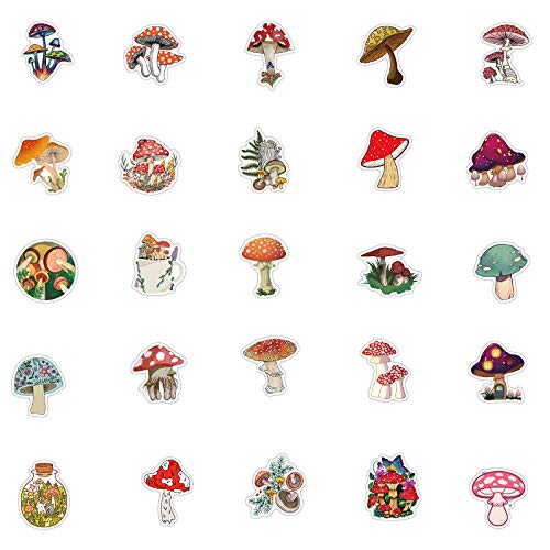 Colorful Ins Style Mushroom Stickers 50 Pack Waterproof Decals for Scrapbooking Journaling Laptop Phone Case Water Bottle Home Decor (Mushroom)