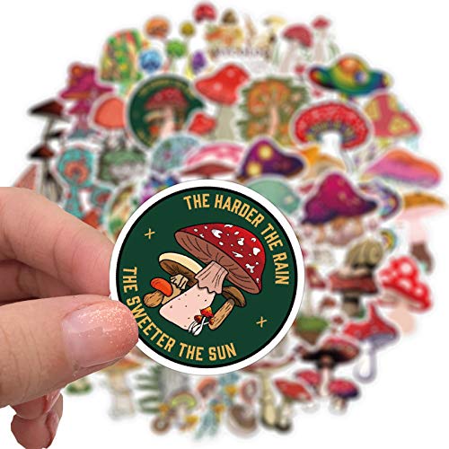 Colorful Ins Style Mushroom Stickers 50 Pack Waterproof Decals for Scrapbooking Journaling Laptop Phone Case Water Bottle Home Decor (Mushroom)