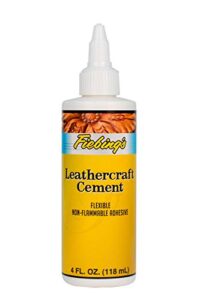 fiebing’s leathercraft cement – leather glue (4oz) – quick drying, high strength, flexible adhesive w/permanent bonding for craft or repair for leather jackets, shoes, wallets, furniture – non-toxic