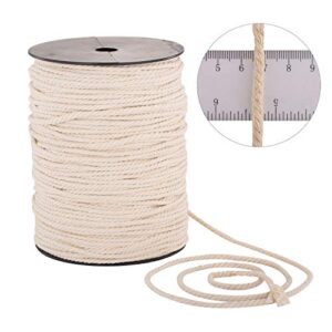 Macrame Cord 4mm x 240yd | 100% Natual Cotton Macrame Rope | 3 Strand Twisted Cotton Cord for Handmade Plant Hanger Wall Hanging Craft Making