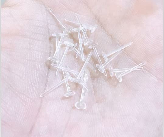 Elfstone 3mm Invisible Plastic Earrings Blank Pins Stud Tiny Head Findings DIY Supplies (200 pieces/100 Pairs)