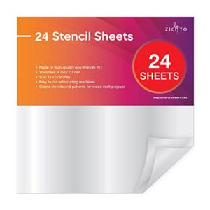 easy cut stencil sheet set of 24-12”x12” acetate mylar for cricut vinyl cutting – craft material