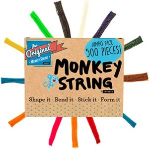 impresa 500 piece pack of original monkey string (jumbo pack) – bendable, sticky wax yarn stix, 6 inch wax sticks in bulk – great toys for home and travel, 13 colors products