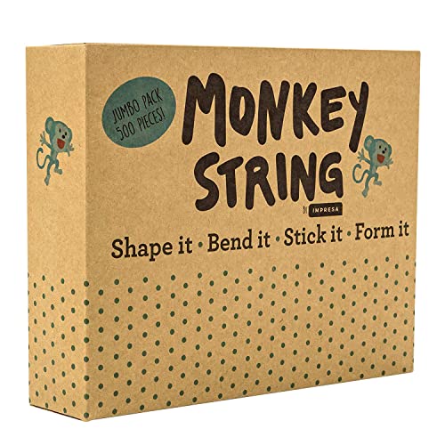 IMPRESA 500 Piece Pack of Original Monkey String (Jumbo Pack) - Bendable, Sticky Wax Yarn Stix, 6 inch Wax Sticks in Bulk - Great Toys for Home and Travel, 13 Colors Products