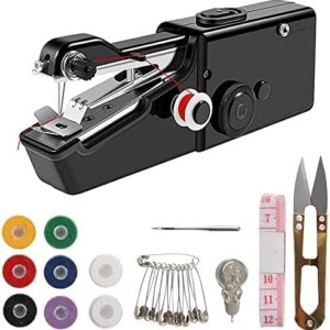 Black Handheld Sewing Machine, Mini Portable Electric Sewing Machine for Adult, Easy to Use and Fast Stitch Suitable for Clothes,Fabrics, DIY Home Travel