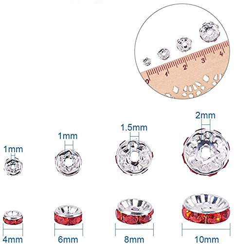 Allb 100Pcs Rondelle Spacer Beads 8mm Silver Plated Czech Crystal Rhinestone for Jewelry Making Loose Beads for Bracelets