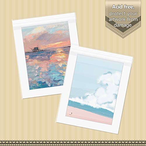 Golden State Art, Pack of 100, Acid-Free 8 3/8x 10 1/8 inches Crystal Clear Sleeves Storage Bags for 8x10 Photo Framing Mats Mattes