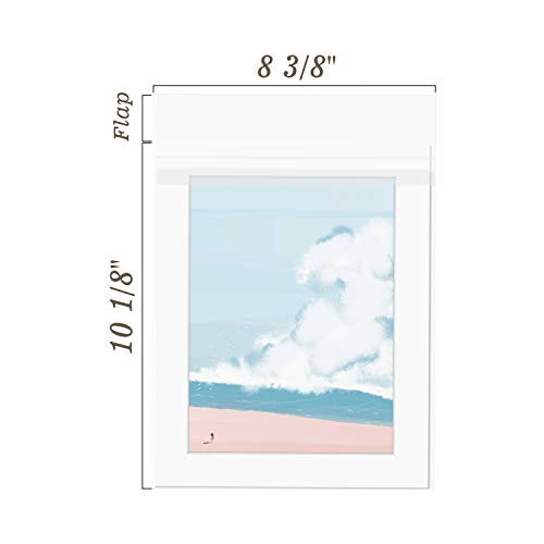 Golden State Art, Pack of 100, Acid-Free 8 3/8x 10 1/8 inches Crystal Clear Sleeves Storage Bags for 8x10 Photo Framing Mats Mattes