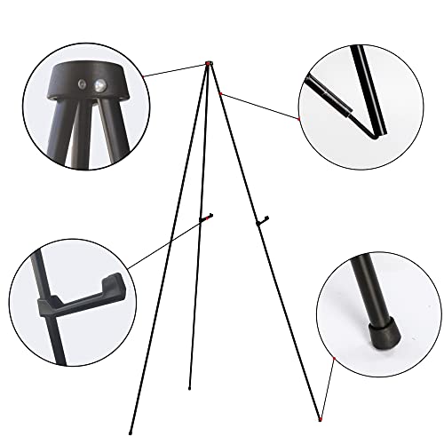 Artist Easel Stand for Display Wedding Sign & Poster - 63 Inches Tall Easle for Display Holder - Portable Collapsable Poster Easel - Floor Adjustable Metal Painting Easels Tripod Black