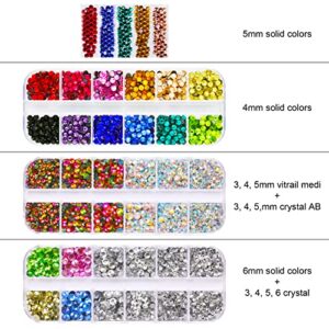 Worthofbest Hotfix Applicator, Rhinestones Setter Wand Tool, Hot fixed Bedazzler Kit, 4560Pcs, AB Crystal, Rainbow, Clear, 15 Colors, Tips, Tweezers, Tray, Gems Picker Tool,Bag,3 Jewel Size