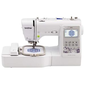 brother se600 sewing and embroidery machine, 80 designs, 103 built-in stitches, computerized, 4″ x 4″ hoop area, 3.2″ lcd touchscreen display, 7 included feet