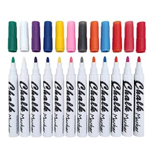 volcanics liquid chalk markers wet erase markers glass pens for non-porous chalkboard,windows,mirrors,12 pack, 12 colors2mm tip