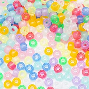 1000 Pcs Acrylic 9 Color Pony Beads 6x9mm Bulk Glow in The Dark