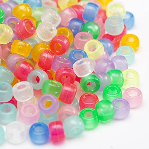 1000 Pcs Acrylic 9 Color Pony Beads 6x9mm Bulk Glow in The Dark