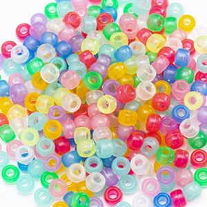 1000 Pcs Acrylic 9 Color Pony Beads 6x9mm Bulk Glow in The Dark