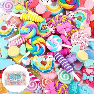 holicolor 120pcs slime charms resin fake candy charms kawaii cute set mixed assorted sweets flatback slime beads making supplies for diy craft making and ornament scrapbooking