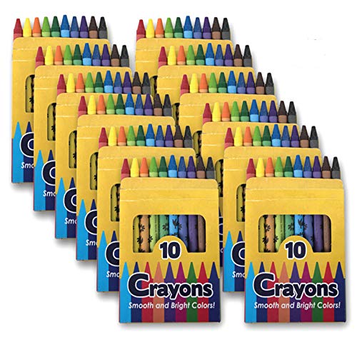 Trail maker 12 Pack Crayons - Wholesale Bright Wax Coloring Crayons in Bulk, 10 Per Box, 12 Box Bundle Art Set