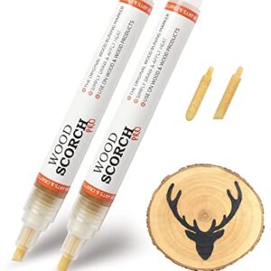 SUIUBUY 2 PCS Chemical Wood Burning Pen Marker, Wood Scorch Pen - Heat Sensitive Marker for Wood and Crafts - Equipped with Oblique Tip and Bullet Tip for Easy Use - New Formula