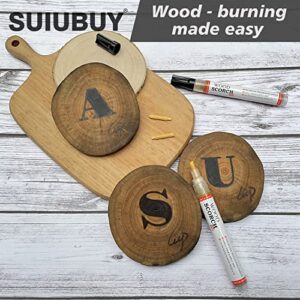 SUIUBUY 2 PCS Chemical Wood Burning Pen Marker, Wood Scorch Pen - Heat Sensitive Marker for Wood and Crafts - Equipped with Oblique Tip and Bullet Tip for Easy Use - New Formula