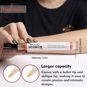 SUIUBUY 2 PCS Chemical Wood Burning Pen Marker, Wood Scorch Pen - Heat Sensitive Marker for Wood and Crafts - Equipped with Oblique Tip and Bullet Tip for Easy Use - New Formula