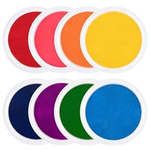 biggun 7″ large round craft ink pads- 8 colors rainbow diy fingerprint ink pad stamps partner washable color painting card making stamp pad for kids rubber stamp crafting paper wood fabric scrapbook
