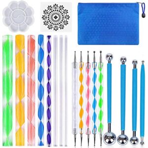 19PCS Mandala Dotting Tools Set with a Zipper Storage Bag for Painting Rocks, ABenkle Mandala Stencil Ball Stylus Paint Tray Set