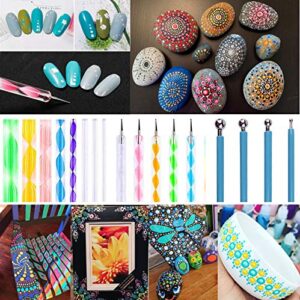 19PCS Mandala Dotting Tools Set with a Zipper Storage Bag for Painting Rocks, ABenkle Mandala Stencil Ball Stylus Paint Tray Set