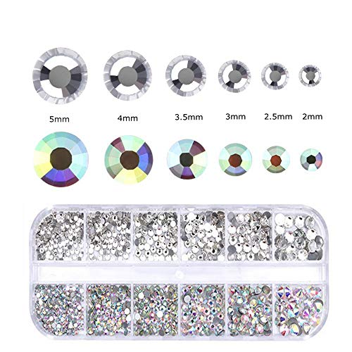 Amaoz Rhinestone Jewel Pickup Tool,Dual-ended Picker Dotting Pen Crystal Studs Wax Pen, Flat Back Gems Round Rhinestones for Nails Decoration Crafts Eye Makeup Clothes Shoes︱Mix SS4 6 10 12 16︱3500PCS