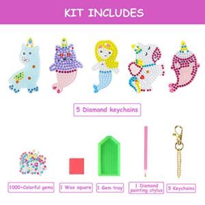 Nardoll Arts and Crafts for Kids Ages 8-12 - Create Your Own Gem Keychains Double Side by Number - 5D Diamond Painting Kits Creativity for Girls Boys Toddler Teens Ages 3-5 4-6 6-8 10-12