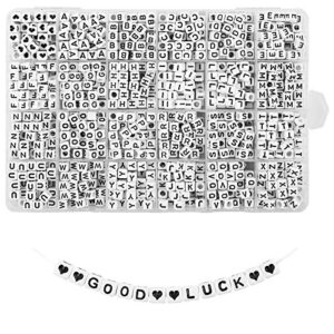 quefe 1440pcs acrylic letter beads white cube alphabet beads sorted alphabet beads for jewelry making, bracelets, necklaces, key chains (6 x 6mm)