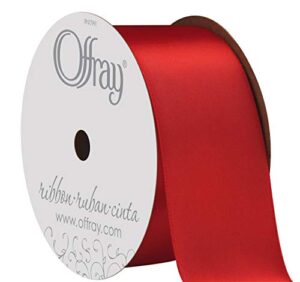 berwick offray 284933 1.5″ wide double face satin ribbon, red, 3 yds