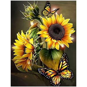 airdea sunflowers diamond painting kits for adults beginners round full drill 5d diy butterfly diamond art kits animals diamond painting kits flowers picture art for home wall decor 11.8×15.7inch