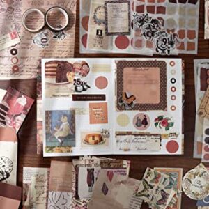 Draupnir Vintage Aesthetic Scrapbook Kit(346pcs), Bullet Junk Journal Kit with Journaling/Scrapbooking Supplies, Stationery, A6 Grid Notebook with Graph Ruled Pages.DIY Gift for Teen Girl Kid Women.