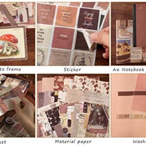 Draupnir Vintage Aesthetic Scrapbook Kit(346pcs), Bullet Junk Journal Kit with Journaling/Scrapbooking Supplies, Stationery, A6 Grid Notebook with Graph Ruled Pages.DIY Gift for Teen Girl Kid Women.