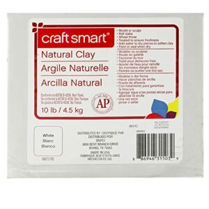 Craftsmart Natural Air-Dry Clay, White, 10lbs – All-Purpose Modeling Clay for Sculpting, Hand Modeling and Throwing, Non-Toxic,10114031