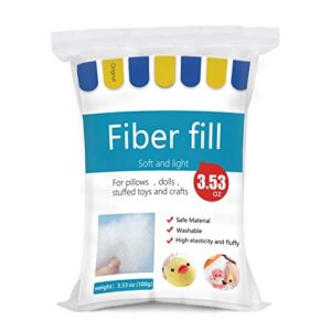 butuze polyester fiber, premium fiber fill, high resilience fill fiber, stuffing for small dolls part pillow comforter diy, 100g/3.5oz, recyclable