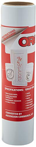 ORACAL 651 Rolls of Vinyl for Cricut, Silhouette, Cameo, Craft Cutters, Printers, and Decals - Gloss Finish - Outdoor and Permanent (12.125" x 10ft, White)