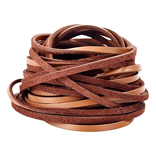 TeeLiy 3mm Flat Genuine Leather Cord, Strip Cord Braiding String Tan for Jewelry Making, Leather Shoe Lace, Arts & Crafts (Tan_3MM_5Yards)