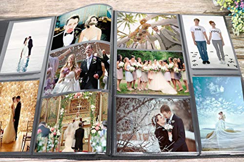 RECUTMS Photo Album 4x6 600 Photos Black Pages Large Capacity Leather Cover Wedding Family Photo Albums Holds 600 Horizontal and Vertical Photos (Black)