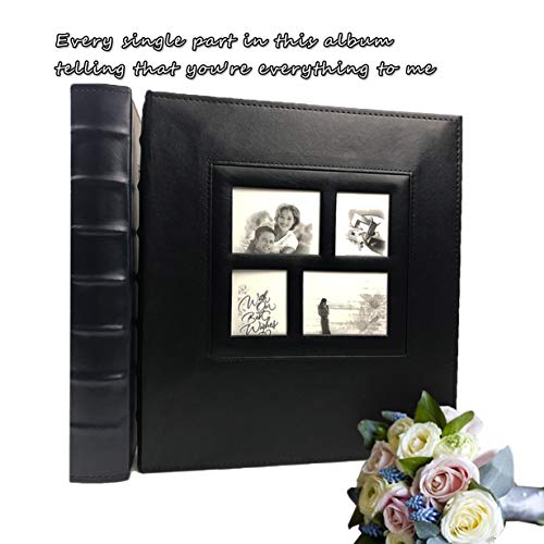 RECUTMS Photo Album 4x6 600 Photos Black Pages Large Capacity Leather Cover Wedding Family Photo Albums Holds 600 Horizontal and Vertical Photos (Black)