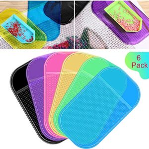 blulu 6 pieces anti-slip tools sticky mat for diamond painting sticky gel pad non-slip universal mount holder 5.6 x 3.3 inch for holding tray 5d diamond embroidery accessories for kids or adults
