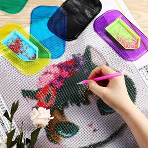 Blulu 6 Pieces Anti-Slip Tools Sticky Mat for Diamond Painting Sticky Gel Pad Non-Slip Universal Mount Holder 5.6 x 3.3 Inch for Holding Tray 5D Diamond Embroidery Accessories for Kids or Adults