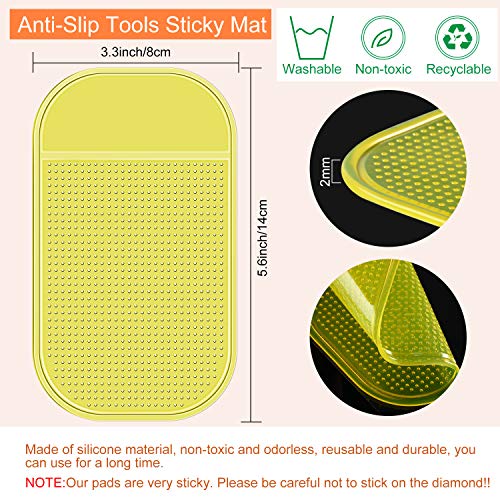 Blulu 6 Pieces Anti-Slip Tools Sticky Mat for Diamond Painting Sticky Gel Pad Non-Slip Universal Mount Holder 5.6 x 3.3 Inch for Holding Tray 5D Diamond Embroidery Accessories for Kids or Adults