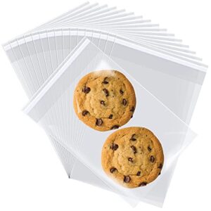 300 pcs cellophane bags, 4×6″ 2.8 mils cookie bags for packaging, small cellophane bags self adhesive, cello bags small clear plastic bags for candy, bread, dessert, party favors, bakery