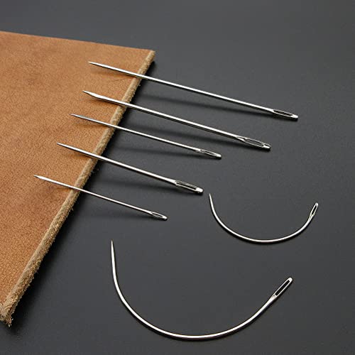 55Yards Waxed Thread with 7 Pcs Leather Needles for Hand Sewing 150D Flat Sewing Waxed Thread Leather Repair Needles for Sewing Upholstery Leather Canvas Bags Sofa Furniture