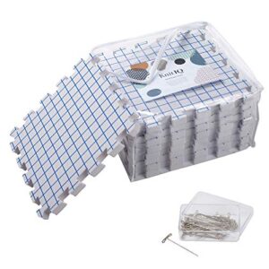 knitiq blocking mats for knitting – extra thick blocking boards with grids, 100 t-pins and storage bag for needlework or crochet – pack of 9 | set for knitting