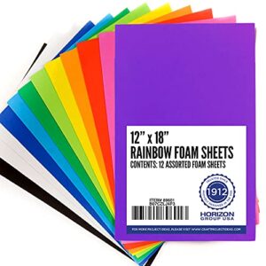 horizon group usa rainbow foam sheets, 12″ x 18″, pack of 12, multi-color